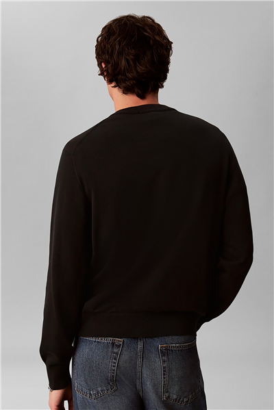 Calvin Klein Ls Clsc Cttn Mnlgo Crnk Str 12Gg Erkek Triko Siyah