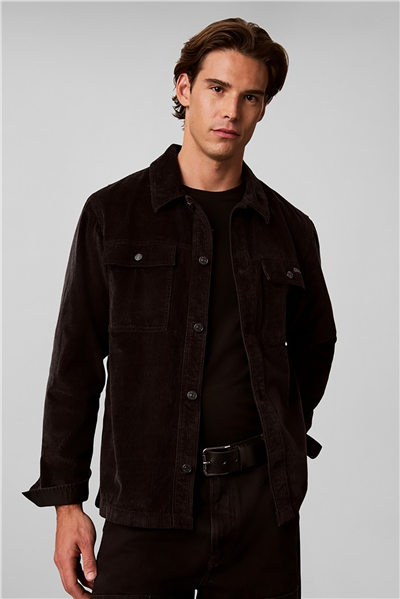 Calvin Klein Ls Corduroy Easy Overshirt Erkek Gömlek Siyah