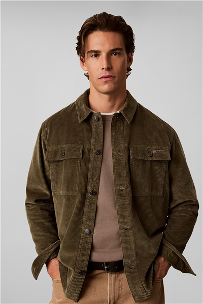 Calvin Klein Ls Corduroy Easy Overshirt Erkek Gömlek Yeşil