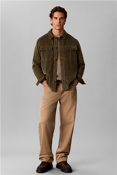 Calvin Klein Ls Corduroy Easy Overshirt Erkek Gömlek Yeşil