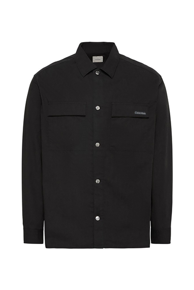 Calvin Klein Ls Cotton Nylon Utility Overshir Erkek Gömlek Siyah