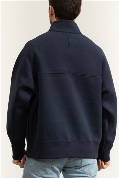 Calvin Klein LS Cotton SPacer Stripe Rib Qtr Erkek Fermuarlı Sweatshirt