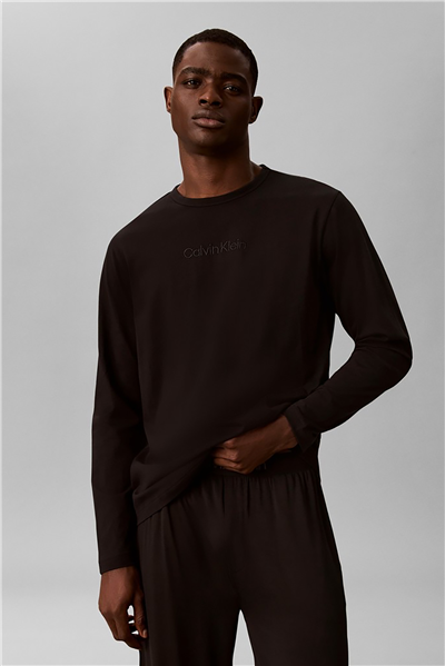Calvin Klein L/S Crew Neck Erkek Bisiklet Yaka T-Shirt Siyah