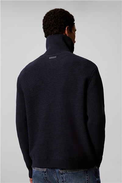 Calvin Klein Ls Ctn Wool Pnl Stitch Pullover Erkek Triko Lacivert
