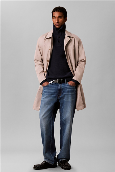 Calvin Klein Ls Ctn Wool Pnl Stitch Pullover Erkek Triko Lacivert