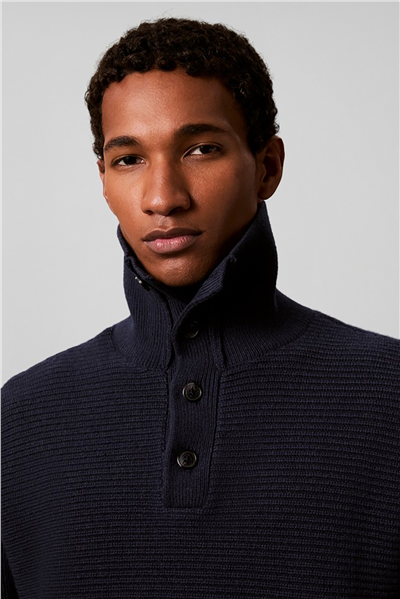 Calvin Klein Ls Ctn Wool Pnl Stitch Pullover Erkek Triko Lacivert