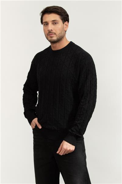 Calvin Klein LS Easy Aop Cotton Crewnk Sweate Erkek Triko