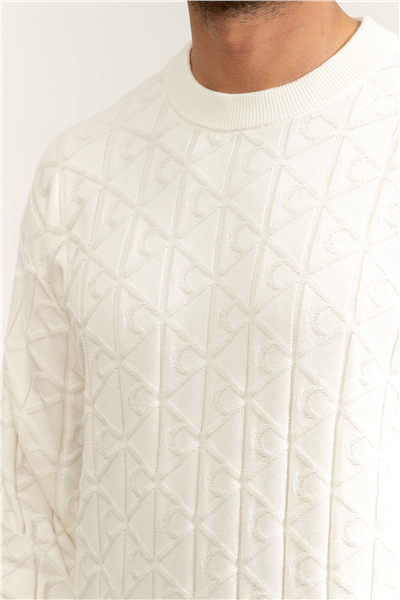 Calvin Klein LS Easy Aop Cotton Crewnk Sweate Erkek Triko