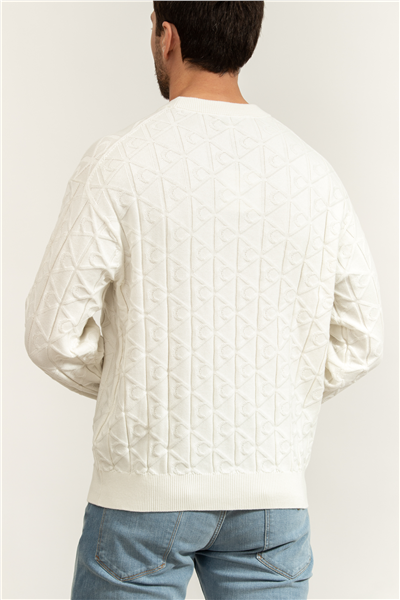 Calvin Klein LS Easy Aop Cotton Crewnk Sweate Erkek Triko