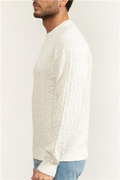 Calvin Klein LS Easy Aop Cotton Crewnk Sweate Erkek Triko