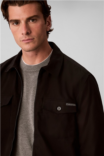 Calvin Klein Ls Easy Sld Cttn Flnl Overshrt Erkek Gömlek Siyah