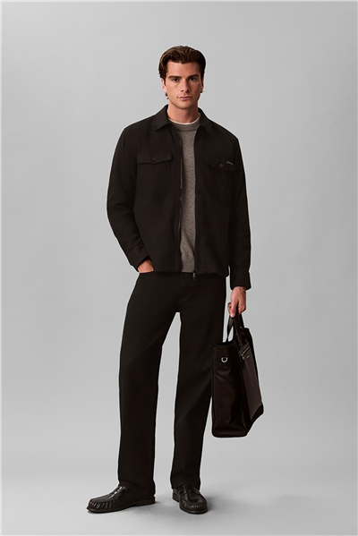 Calvin Klein Ls Easy Sld Cttn Flnl Overshrt Erkek Gömlek Siyah