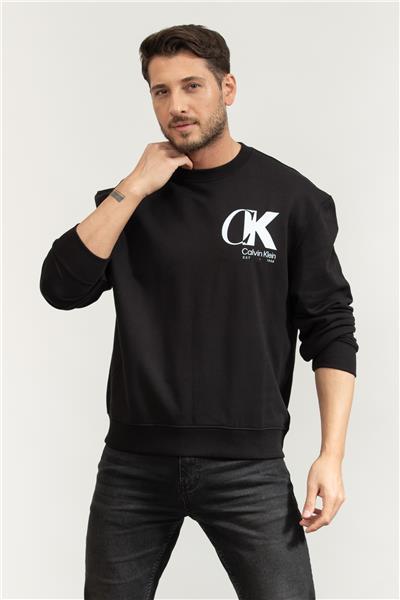 Calvin Klein Ls Eu 350Terry Ck Overlap Graphi Erkek Sweatshirt