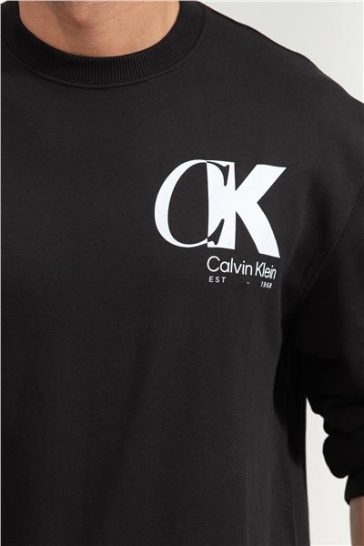 Calvin Klein Ls Eu 350Terry Ck Overlap Graphi Erkek Sweatshirt