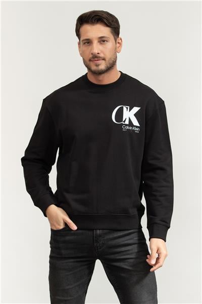 Calvin Klein Ls Eu 350Terry Ck Overlap Graphi Erkek Sweatshirt