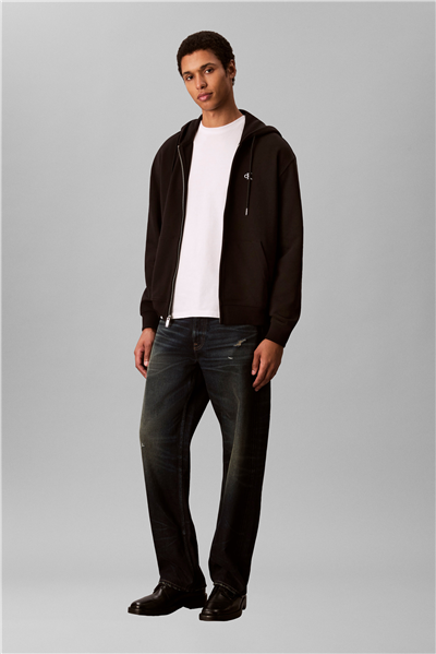 Calvin Klein LS Eu 350Terry Monogram Fz Hoodi Erkek Kapüşonlu Sweatshirt