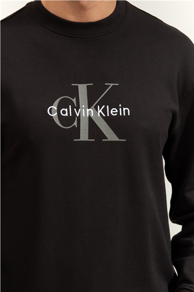 Calvin Klein LS Eu 350Terry Monologo Cn Swtsh Erkek Bisiklet Yaka Sweatshirt