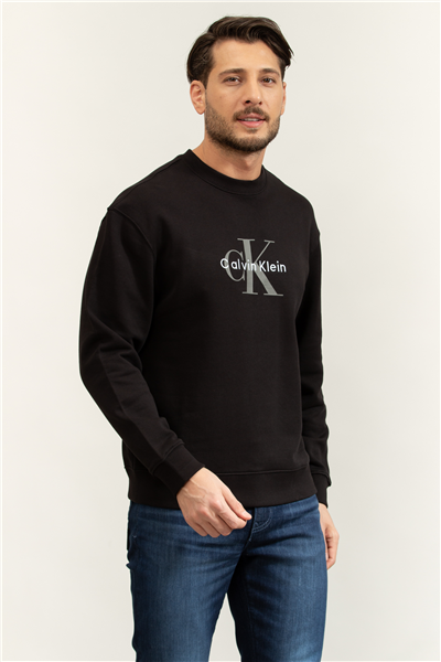 Calvin Klein LS Eu 350Terry Monologo Cn Swtsh Erkek Bisiklet Yaka Sweatshirt