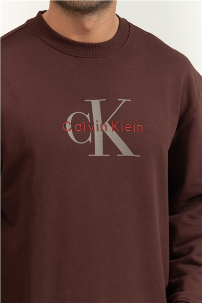 Calvin Klein LS Eu 350Terry Monologo Cn Swtsh Erkek Bisiklet Yaka Sweatshirt