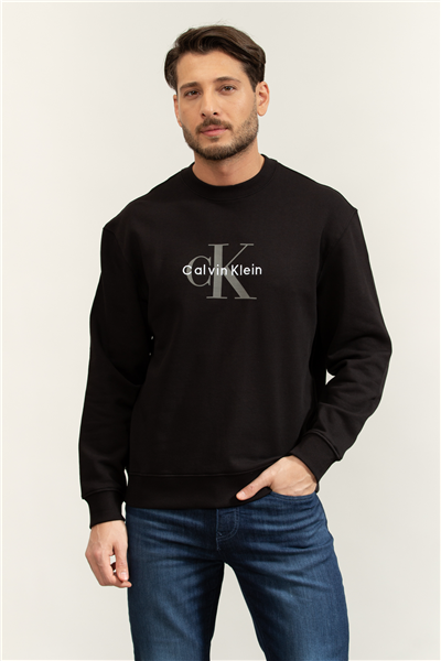 Calvin Klein LS Eu 350Terry Monologo Cn Swtsh Erkek Bisiklet Yaka Sweatshirt