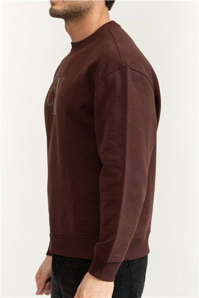 Calvin Klein LS Eu 350Terry Monologo Cn Swtsh Erkek Bisiklet Yaka Sweatshirt