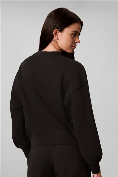 Calvin Klein Ls Feminine Logo French Terry Cr Kadın Bisiklet Yaka Sweatshirt Siyah