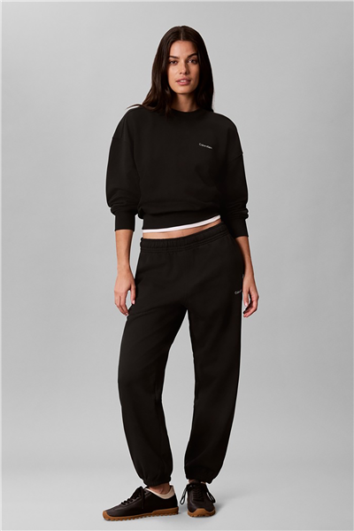 Calvin Klein Ls Feminine Logo French Terry Cr Kadın Bisiklet Yaka Sweatshirt Siyah