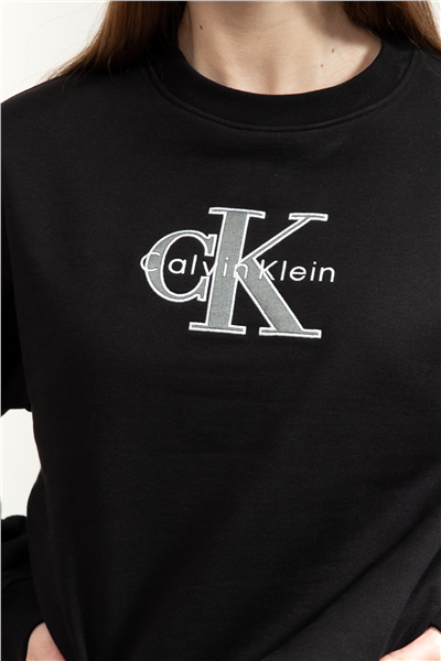 Calvin Klein LS Foil Monologo French Terry Rl Kadın Bisiklet Yaka Sweatshirt