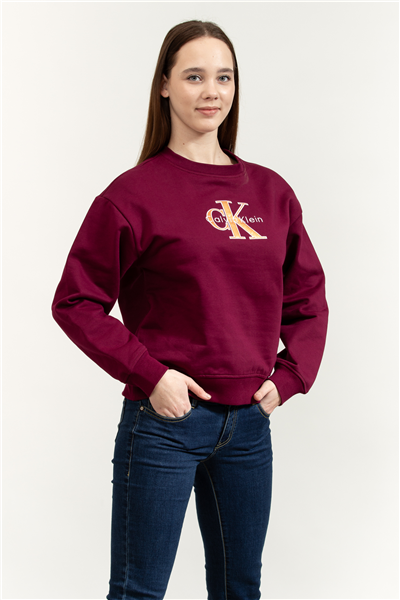 Calvin Klein LS Foil Monologo French Terry Rl Kadın Bisiklet Yaka Sweatshirt
