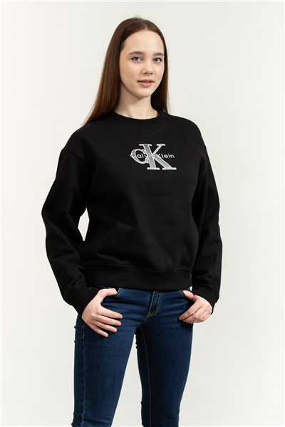 Calvin Klein LS Foil Monologo French Terry Rl Kadın Bisiklet Yaka Sweatshirt