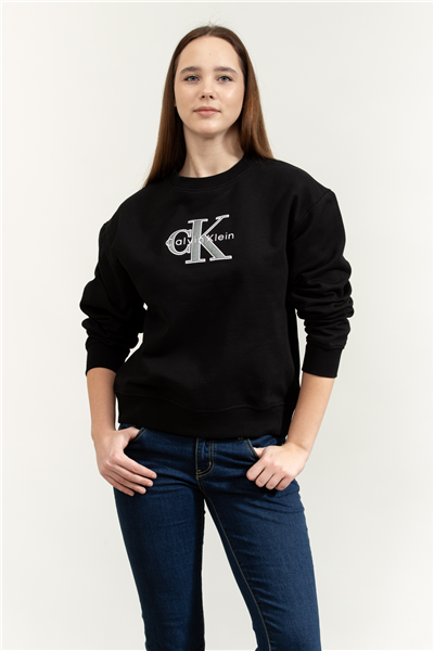 Calvin Klein LS Foil Monologo French Terry Rl Kadın Bisiklet Yaka Sweatshirt