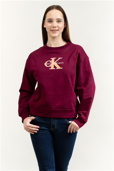 Calvin Klein LS Foil Monologo French Terry Rl Kadın Bisiklet Yaka Sweatshirt