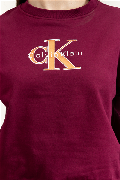 Calvin Klein LS Foil Monologo French Terry Rl Kadın Bisiklet Yaka Sweatshirt