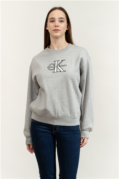 Calvin Klein LS Foil Monologo French Terry Rl Kadın Bisiklet Yaka Sweatshirt
