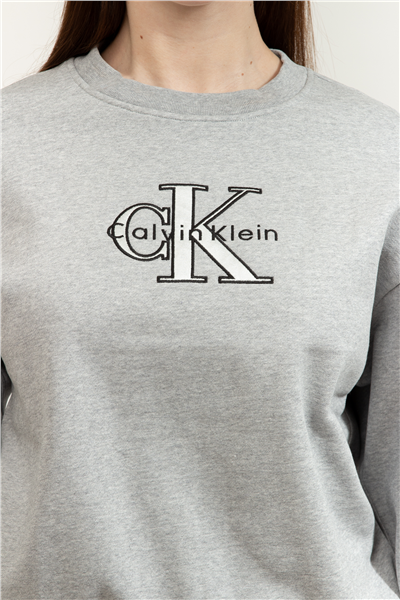 Calvin Klein LS Foil Monologo French Terry Rl Kadın Bisiklet Yaka Sweatshirt