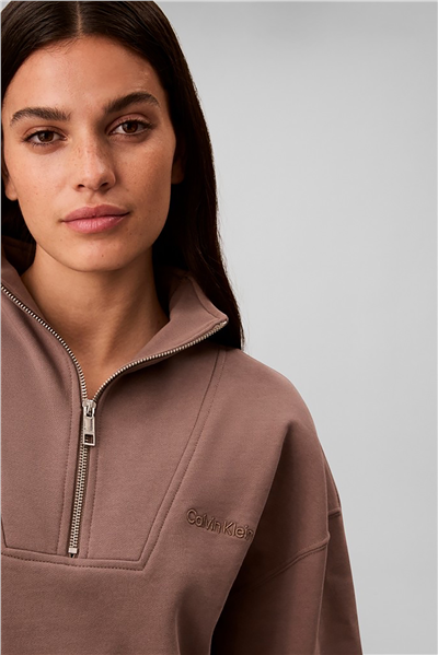 Calvin Klein Ls French Terry Standard Logo To Kadın Fermuarlı Sweatshirt