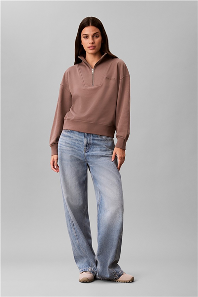 Calvin Klein Ls French Terry Standard Logo To Kadın Fermuarlı Sweatshirt