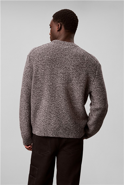 Calvin Klein Ls Lambswool Blend Monogram Crew Erkek Triko Gri