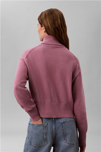 Calvin Klein Ls Logo Tneck Pullover Kadın Triko