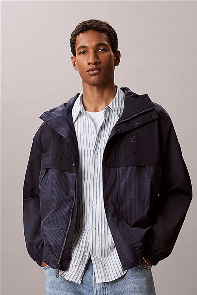 Calvin Klein Ls Ltwt Nylon Mixed Media Windbr Erkek Rüzgarlık Lacivert