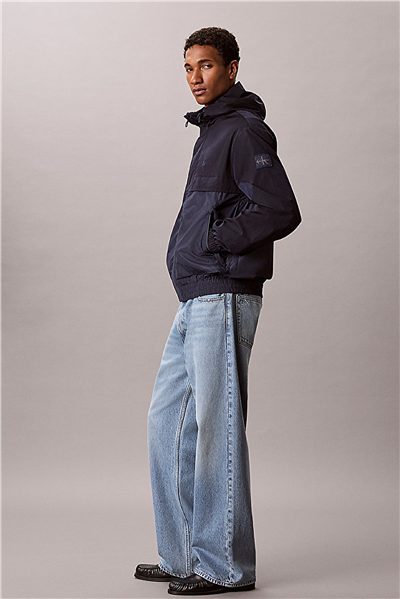 Calvin Klein Ls Ltwt Nylon Mixed Media Windbr Erkek Rüzgarlık Lacivert