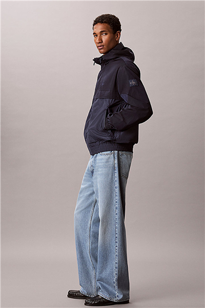 Calvin Klein Ls Ltwt Nylon Mixed Media Windbr Erkek Rüzgarlık Lacivert