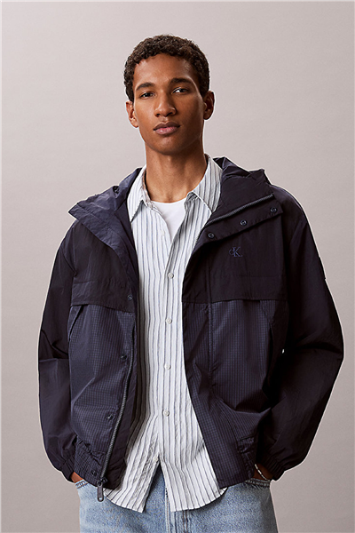 Calvin Klein Ls Ltwt Nylon Mixed Media Windbr Erkek Rüzgarlık Lacivert