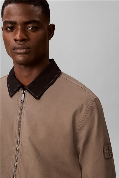 Calvin Klein Ls Matty Canvas Contrast Collar Erkek Mont Gri