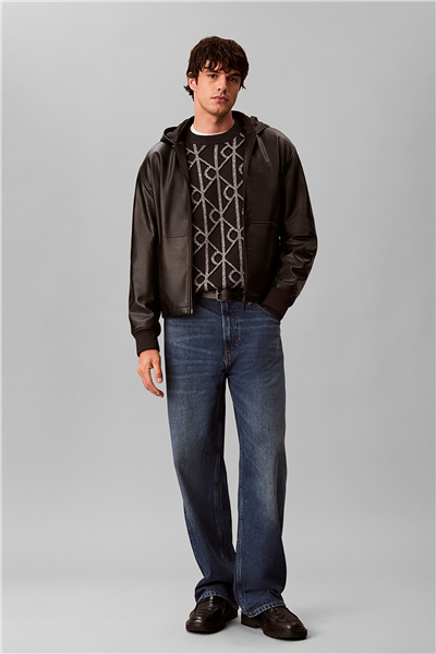 Calvin Klein Ls Merino Blend Emblem Crew 5Gg Erkek Triko Gri