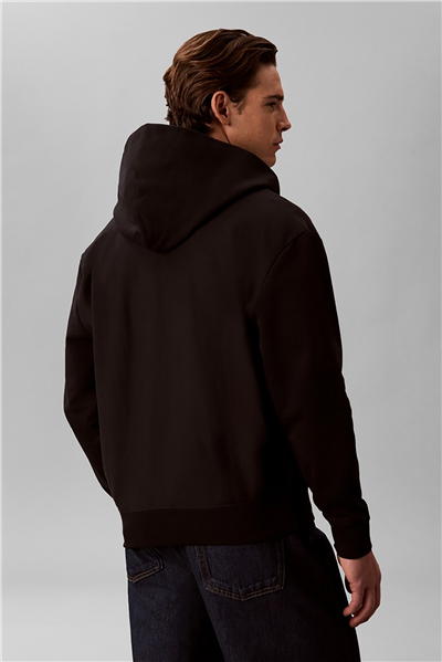 Calvin Klein Ls Micro Logo Dbl Fz Hoodie Erkek Kapüşonlu Sweatshirt Siyah
