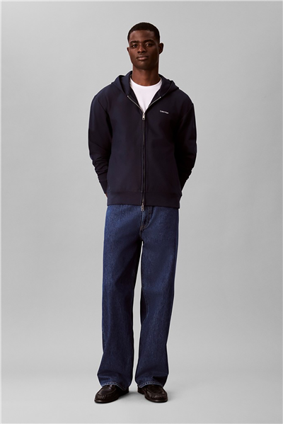 Calvin Klein Ls Micro Logo Dbl Fz Hoodie Erkek Kapüşonlu Sweatshirt Lacivert