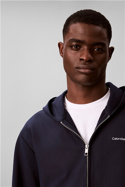 Calvin Klein Ls Micro Logo Dbl Fz Hoodie Erkek Kapüşonlu Sweatshirt Lacivert