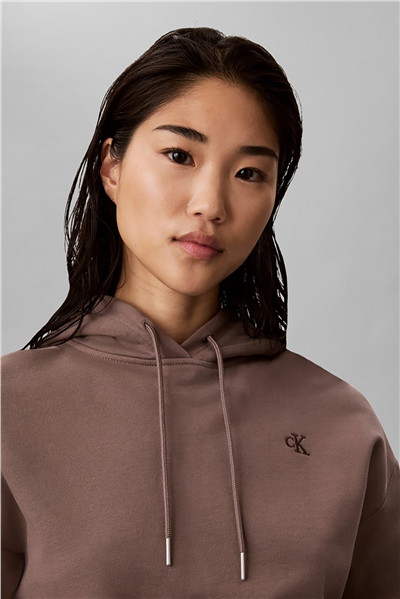 Calvin Klein Ls Monogram Terry Po Hood Kadın Kapüşonlu Sweatshirt