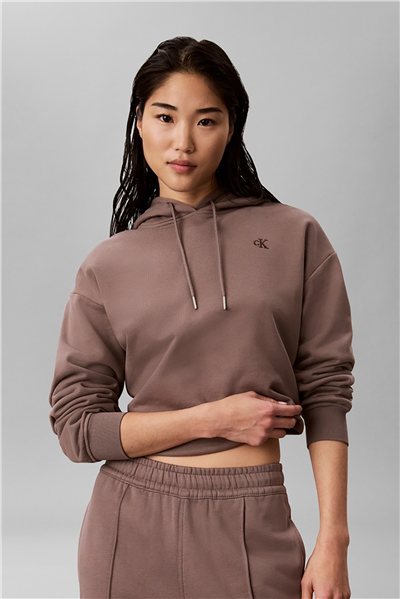 Calvin Klein Ls Monogram Terry Po Hood Kadın Kapüşonlu Sweatshirt